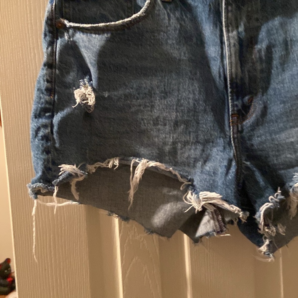 Abercrombie & Fitch Blue Distressed Jean Shorts - Picture 3 of 6